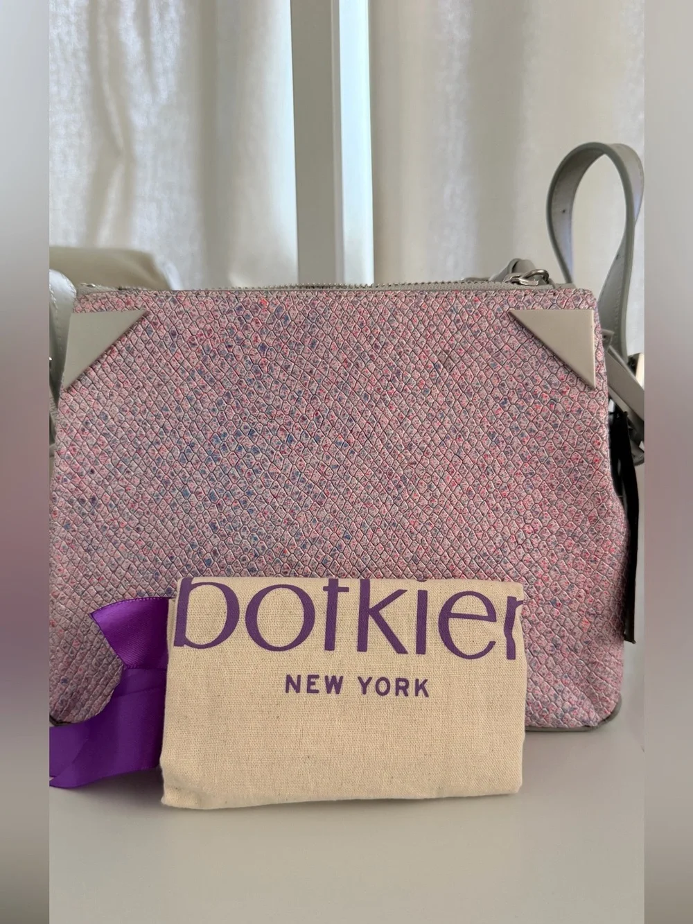 NWT Botkier x Coco Rocha Kitty London Leather Crossbody Bag Pink Gray MSRP $248